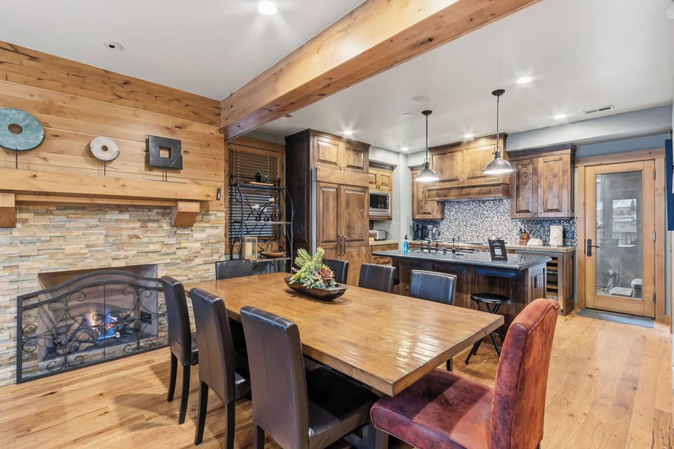Dining Area with Seating for 8 and a Gas Fireplace