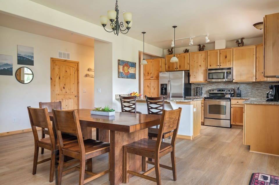 Large dining area with additional bar seating for two