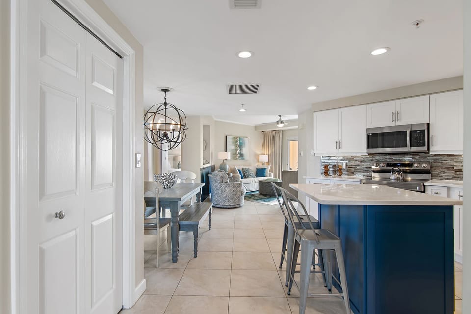 Kitchen, Dining, Living Areas