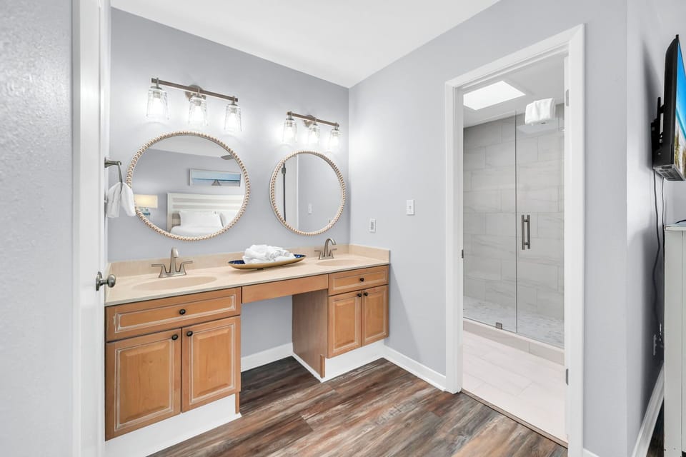 Master Bedroom With Double Vanity Sinks