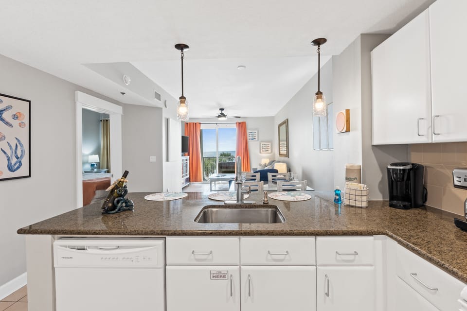 Fully Stocked Kitchen with Bar Seating