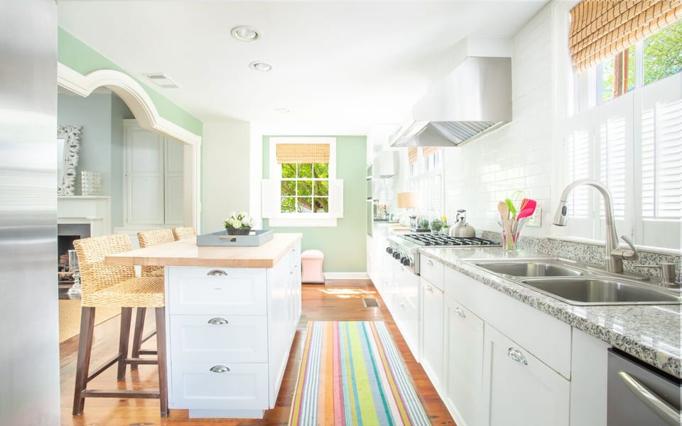 The open kitchen is perfect for entertaining and family gatherings.
