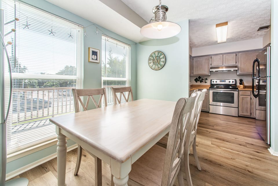Dining room table just off the kitchen