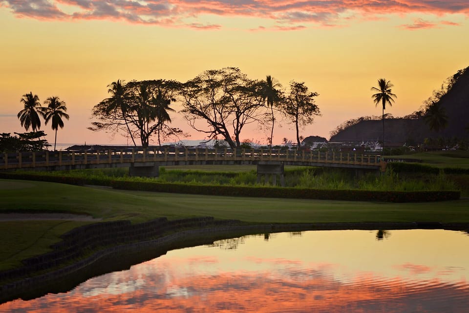 Sun setting over the golf course.