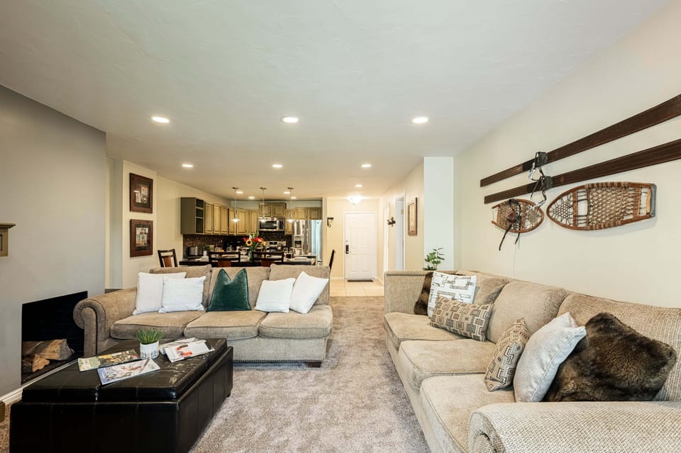 Main living space: kitchen, dining area, & living room