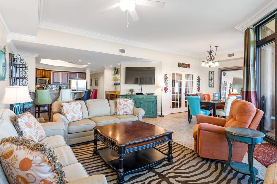Spacious Living Area with plenty of comfortable seating and a Sleeper Sofa