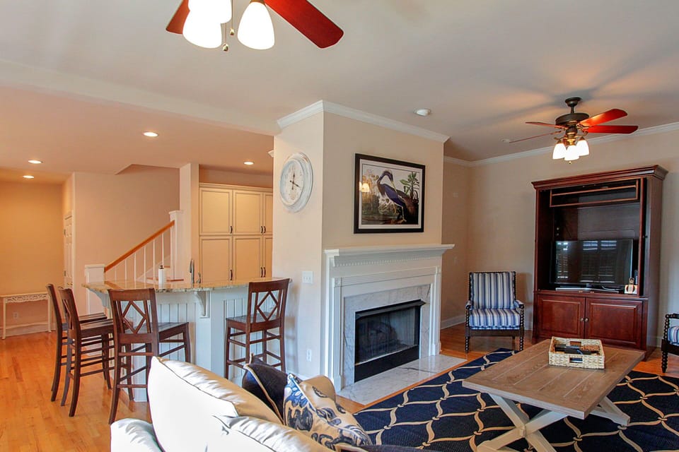 living room into kitchen