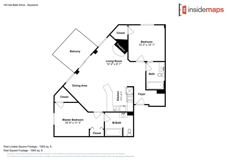Detailed floor plan showcasing a thoughtfully designed two-bedroom layout with spacious living areas and private balcony access.