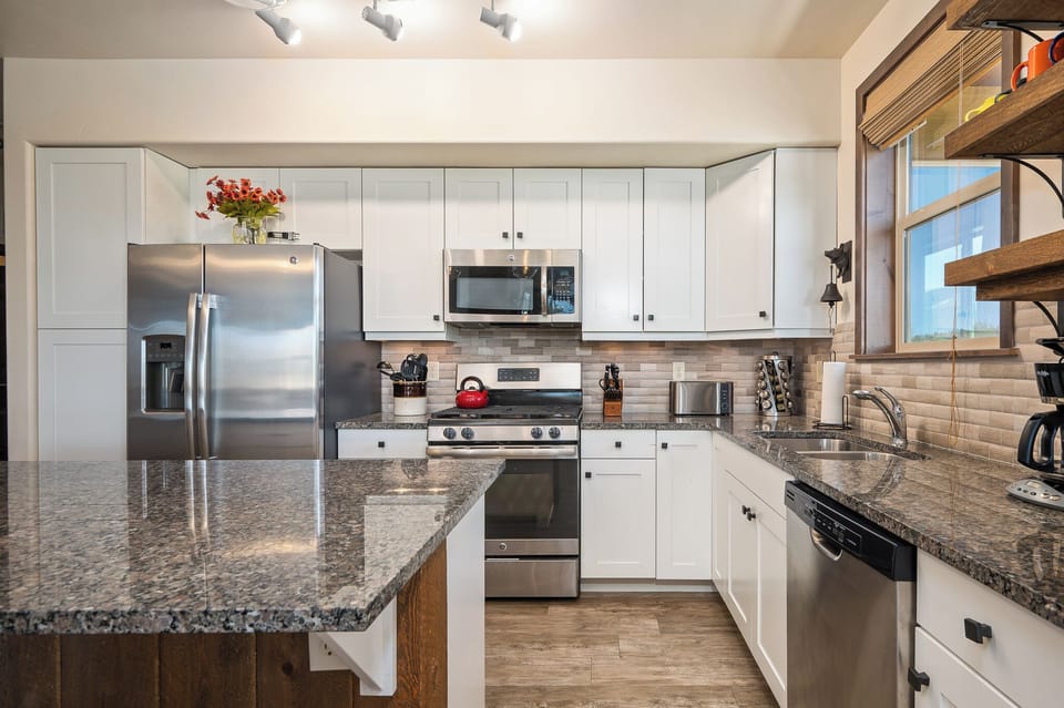 Stainless steel appliances in the kitchen