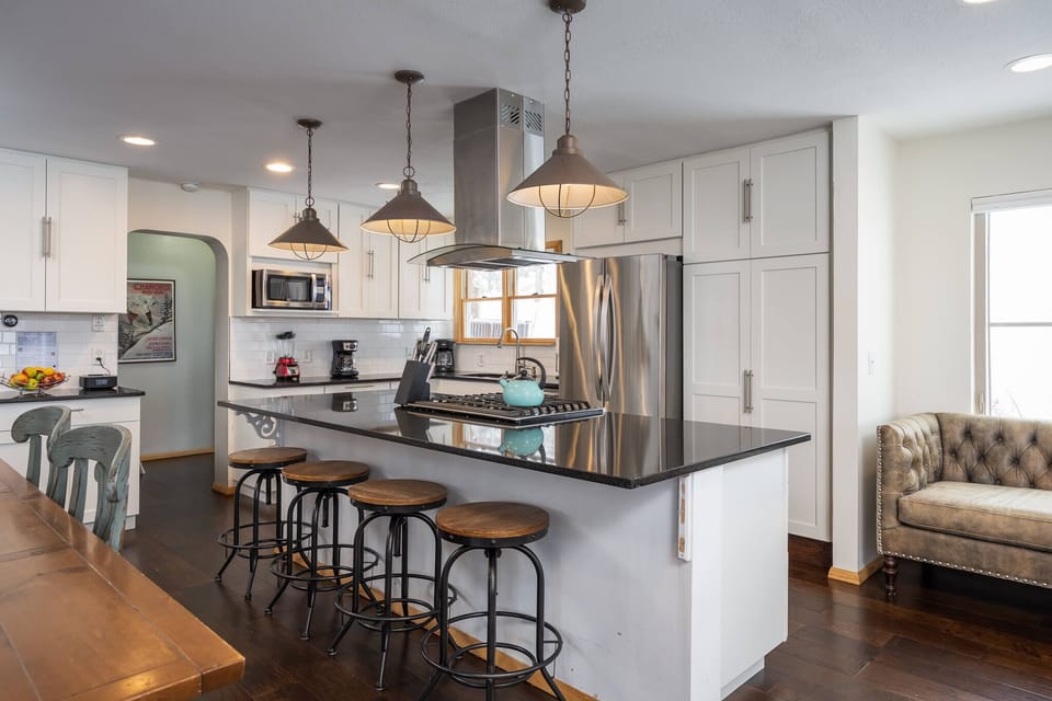 Seating for three at the kitchen island