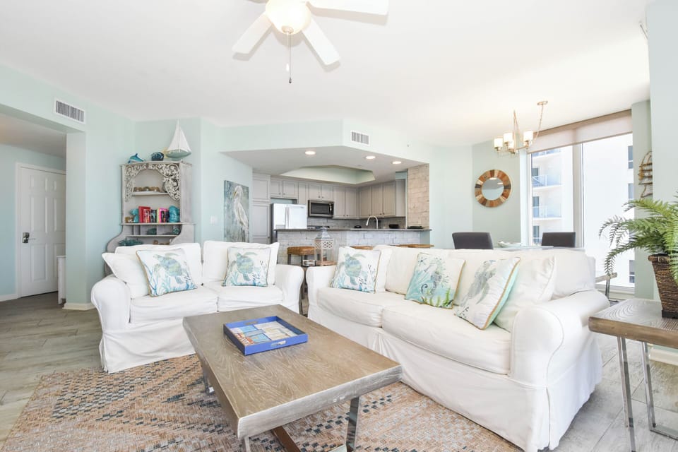 Silver Beach Towers East 301- Living Area with Queen Sleeper Sofa