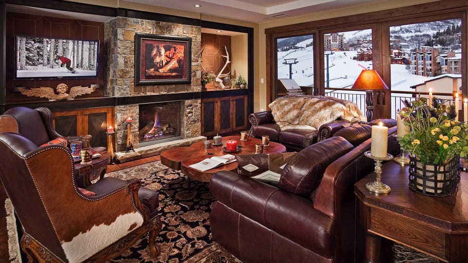 Great Room, Main Level - With fireplace and views