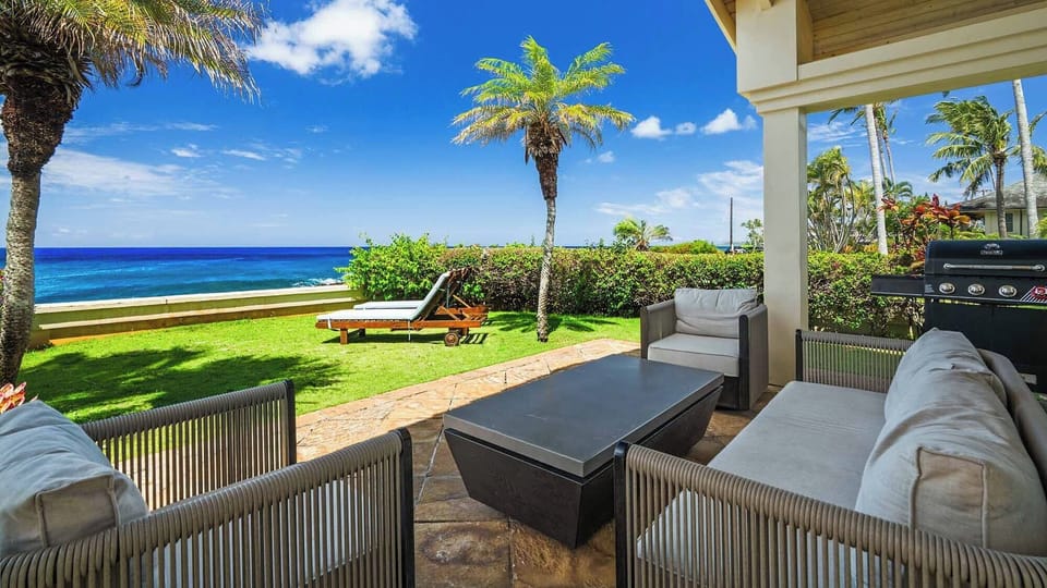 Hale Nani at Koloa Landing - Oceanfront Seating Lounging Lanai - Parrish Kauai