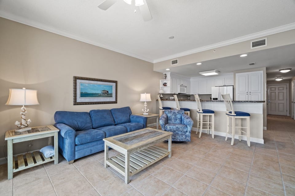 Gulf Front Living Room with Sleeper Sofa
