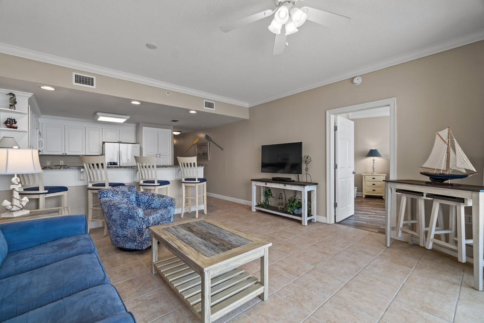 Gulf Front Living Room with Sleeper Sofa