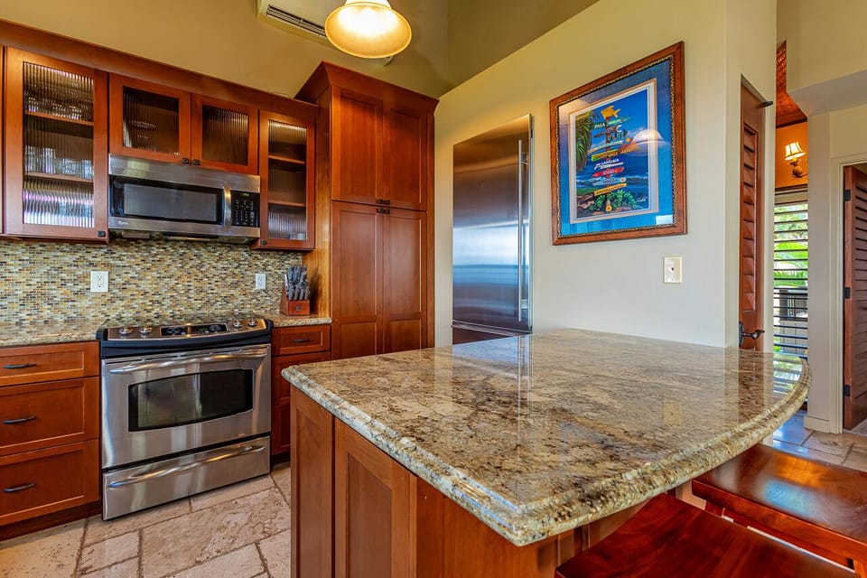 Gourmet kitchen~ granite countertops~ stainless steel appliances
