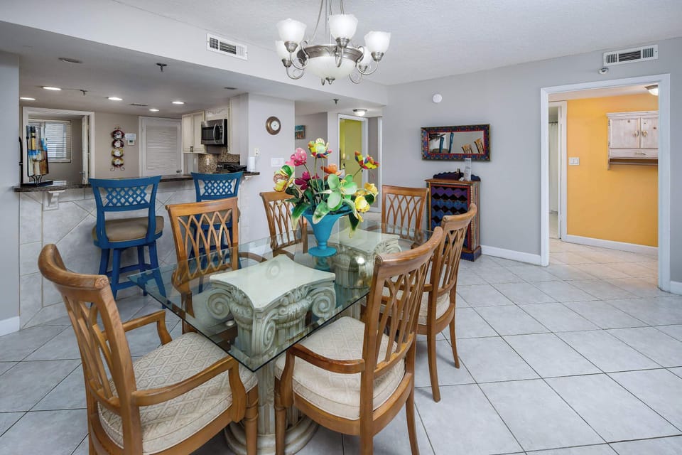 Dining table with seating for six