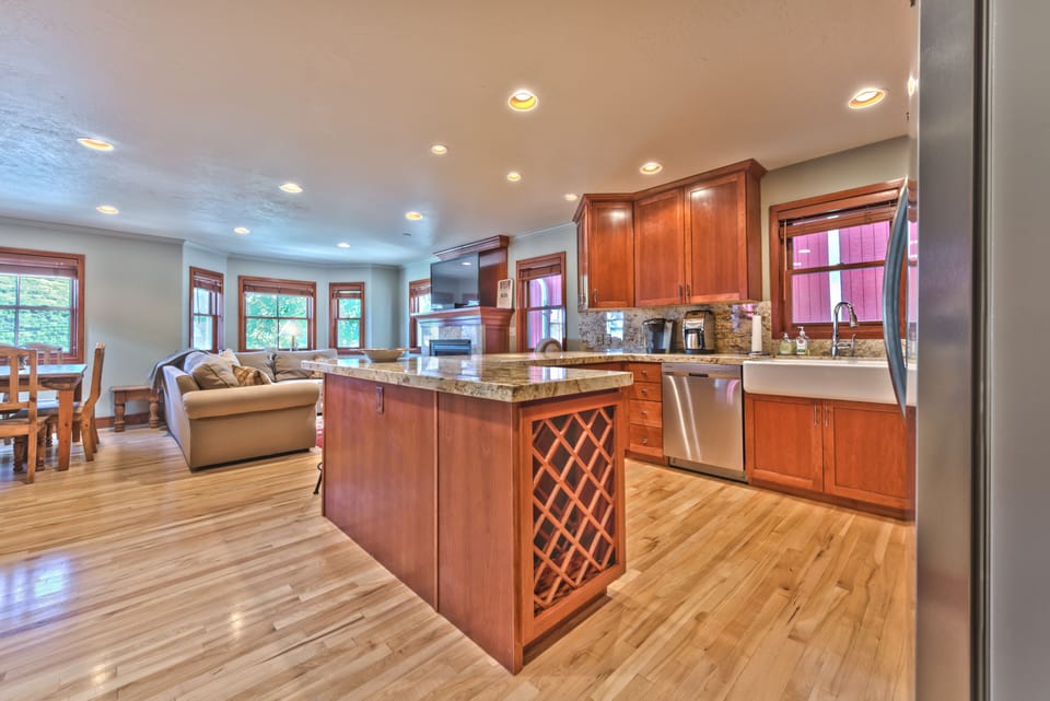 Second Level Great Room with Kitchen, Living and Dining Areas