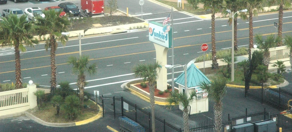 Gated entry provides a secure parking area.