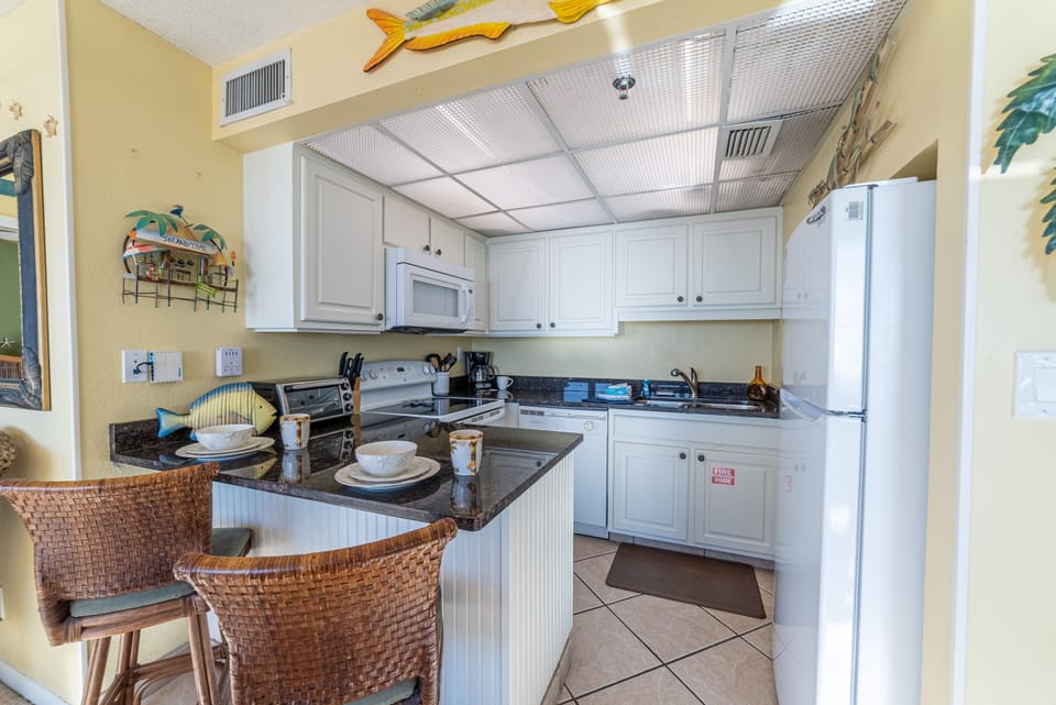 Updated granite counters with new cabinetry