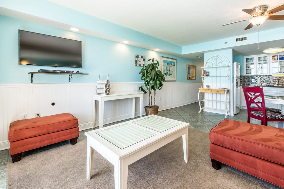 Large flat screen in open concept