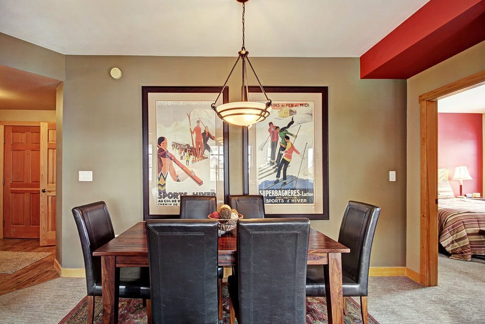 Dining room table offering seating for 6.