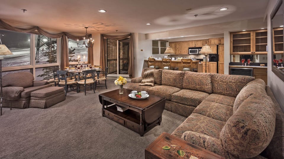 Great Room, Main Level - Spacious great room overlooking ski slope.
