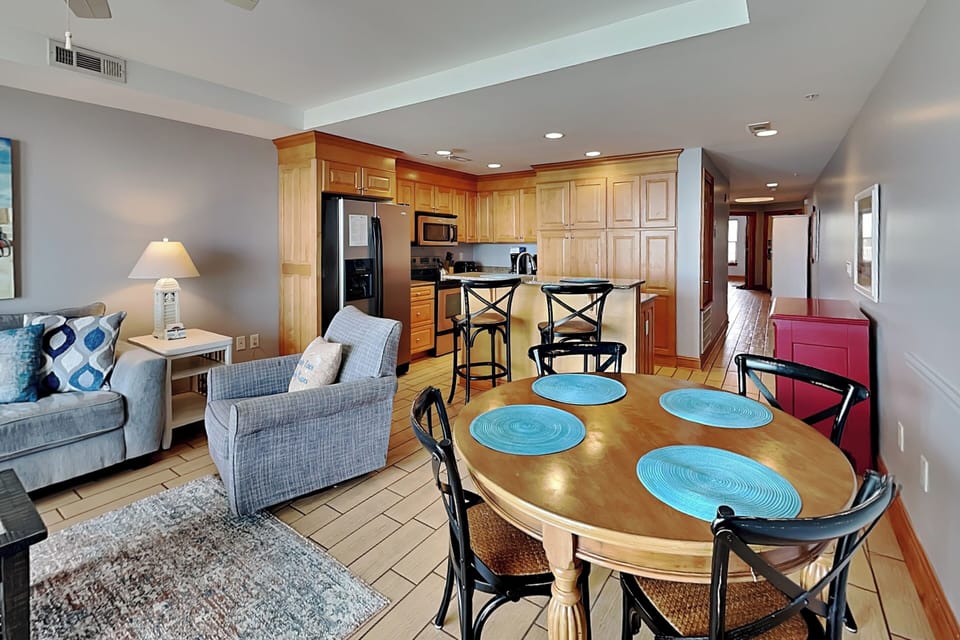 Open Living & Dining w. Table Seating for 4