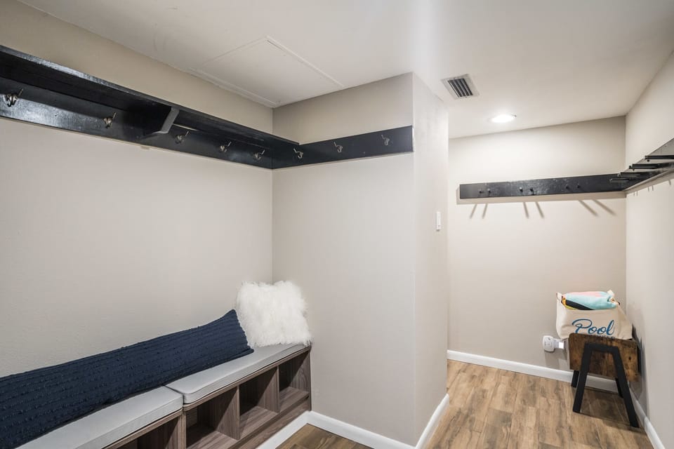 main entrance and hallway with storage for skis and gear 