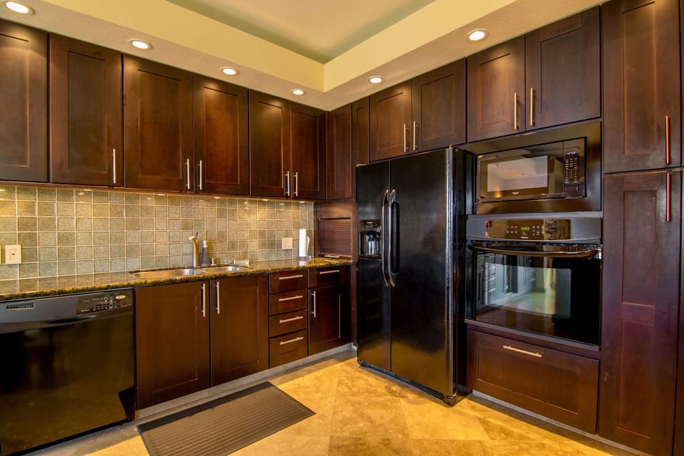 Fully equipped kitchen is perfect for dining in