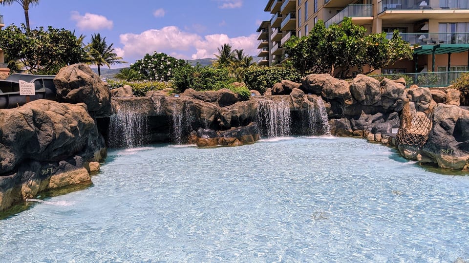 Swim through the caves and waterfalls at the Family Pool 