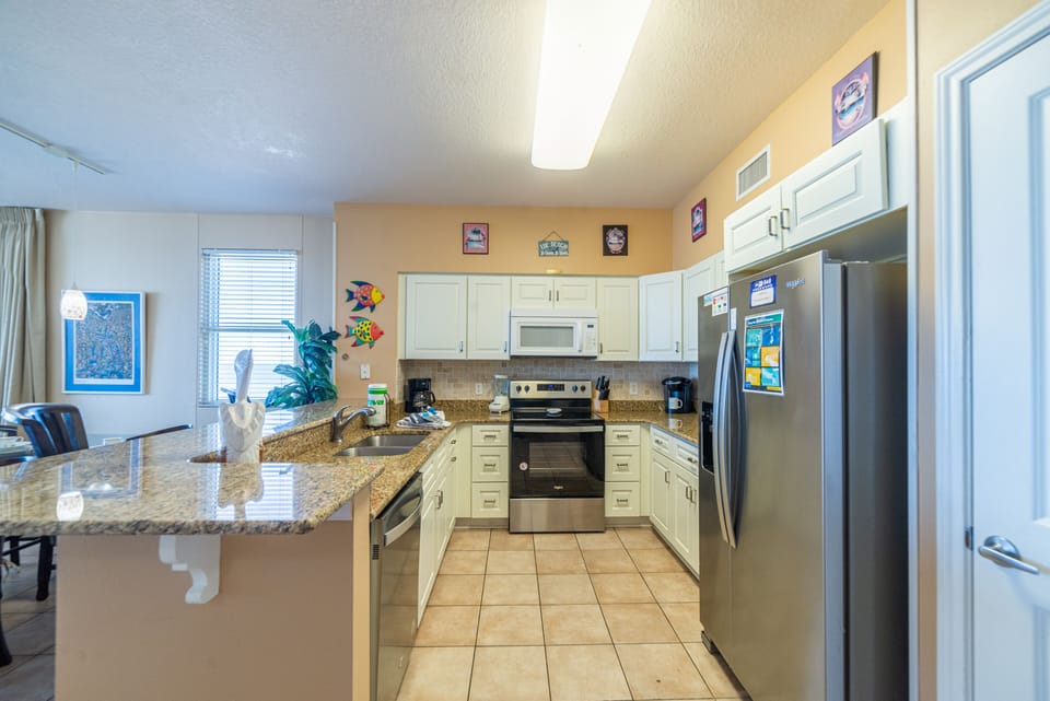 Enjoy making delicious meals in a very stock Kitchen.