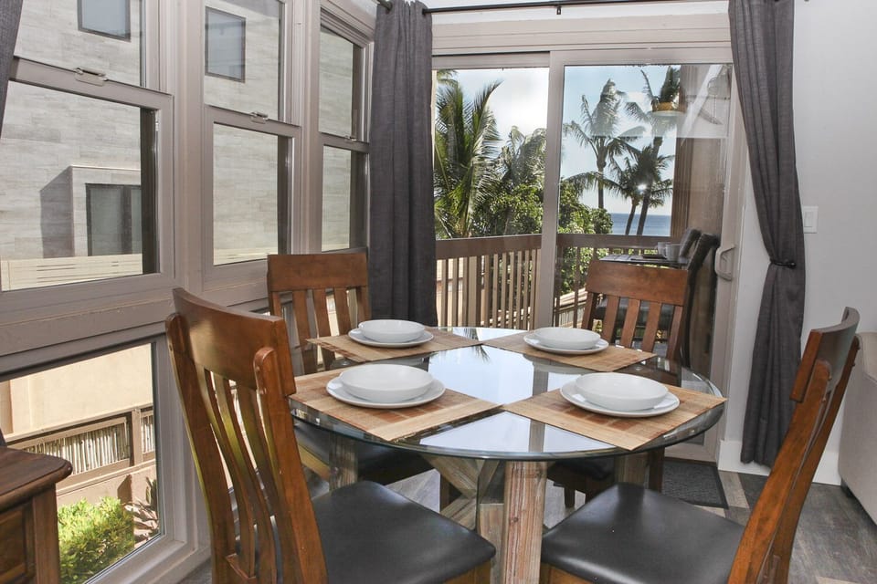 Enjoy the ocean view from your dining table.