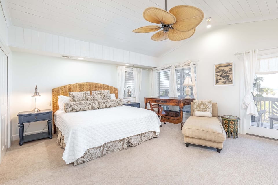 Primary Bedroom - King Bed, TV, Private Balcony - Second Floor