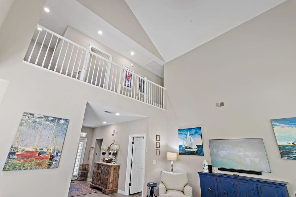 Living Area with Upstairs View