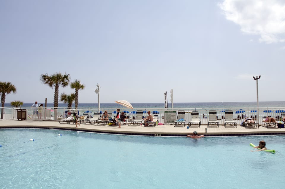 Watercrest's beachfront heated swimming pool is so inviting.  There is also a hot tub and a kiddie pool.  Something for everyone!
