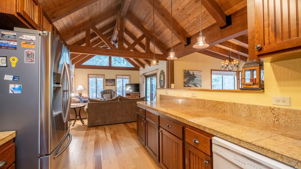 Looking Towards Family Room From Kitchen: Tahoe Donner Vacation Lodge