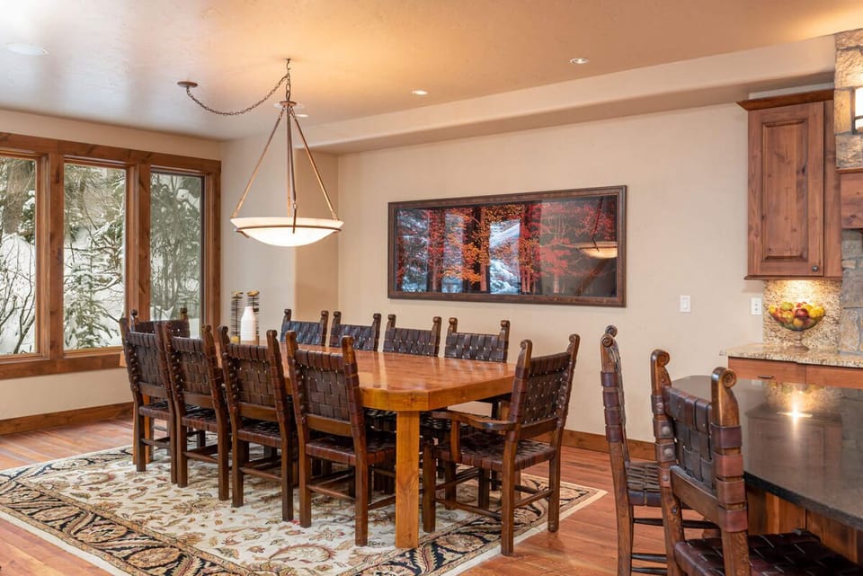 Everyone can join in for dinner at the 10 person dining table