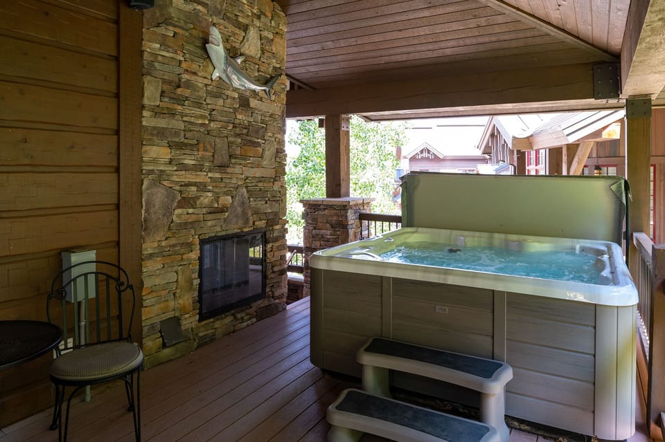 Let the sore muscles soak in the private hot tub