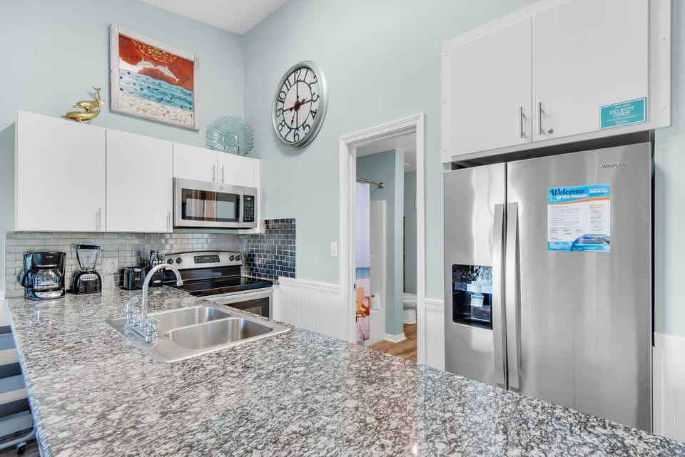 Kitchen with stainless steel appliances