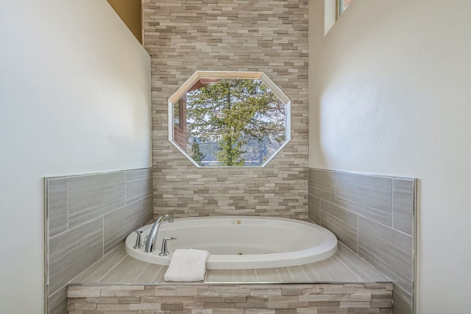 Newly remodeled master bathroom with amazing lake views