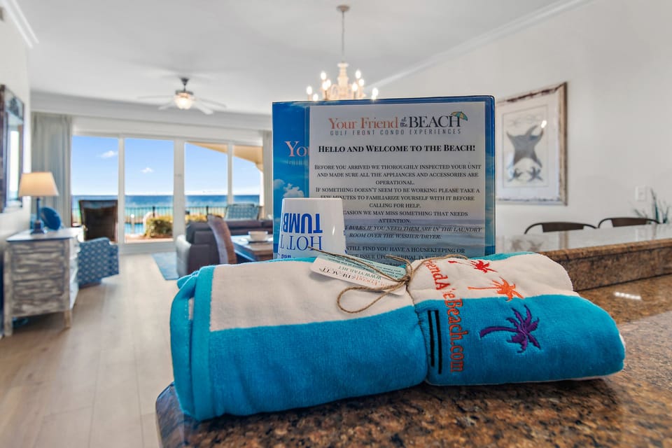 Welcome to the beach! - A gift from us to our new friends at the beach, a beach towel for you to take home