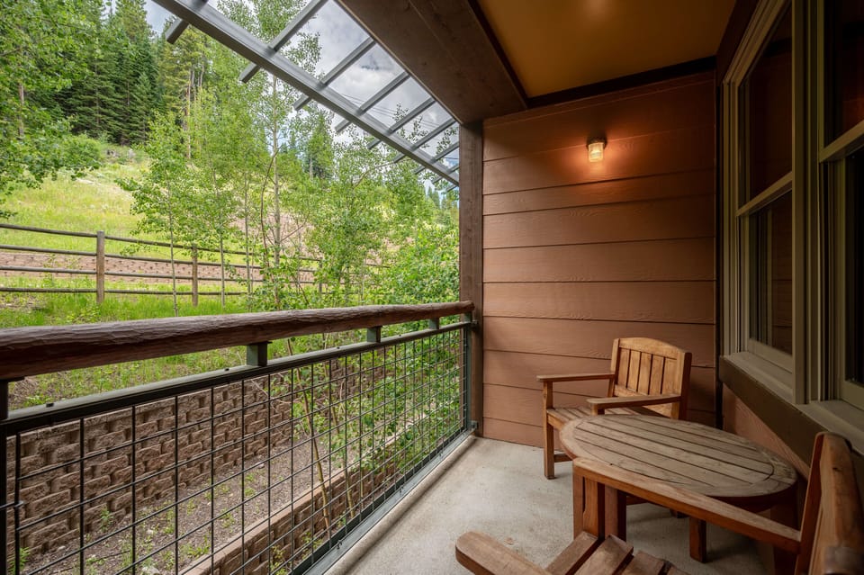 Deck off the living room with mountain views