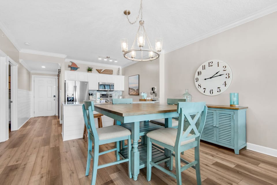 Dining table seats six
