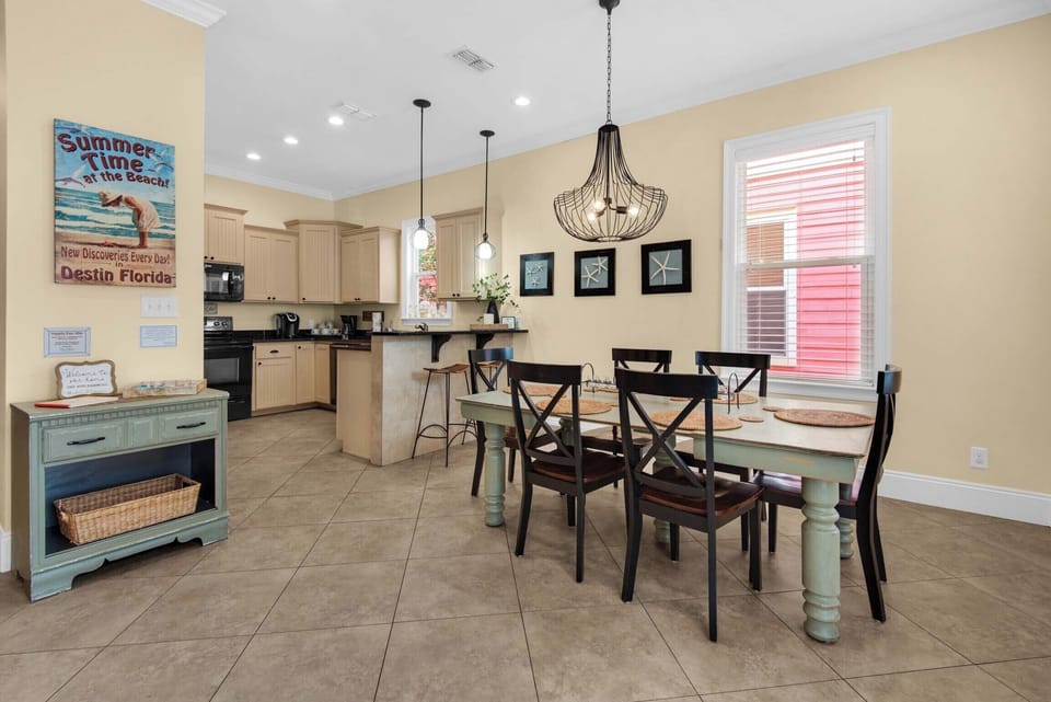 Dining table and kitchen
