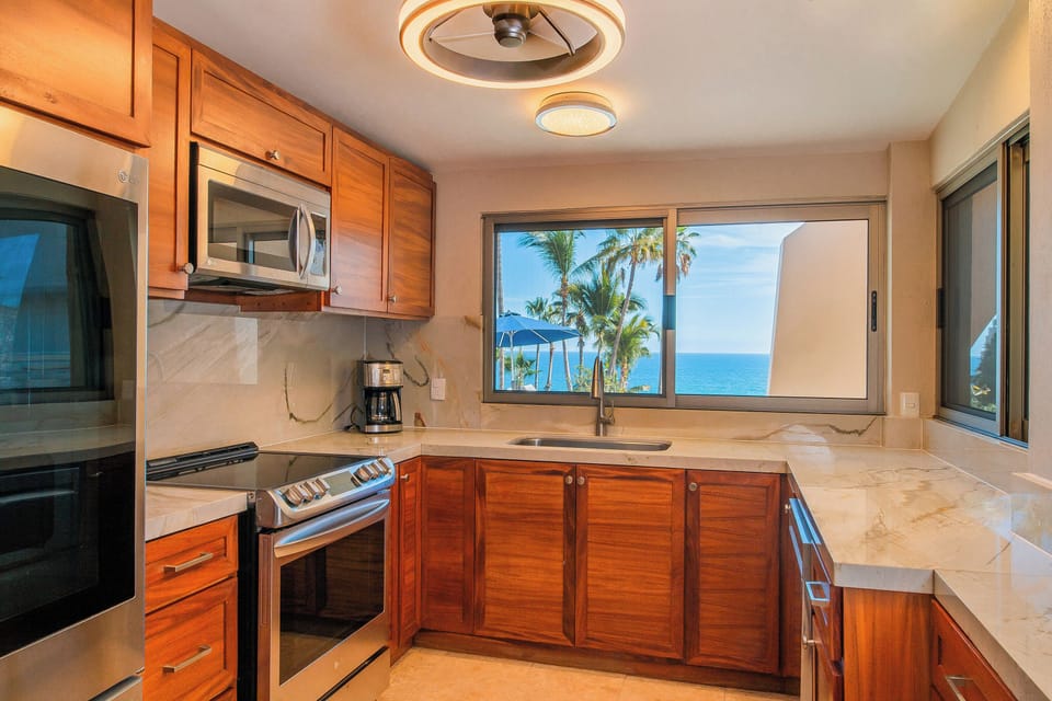 Fully equipped kitchen with ocean views