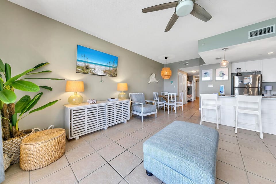 Relax with a movie on the flat-screen TV