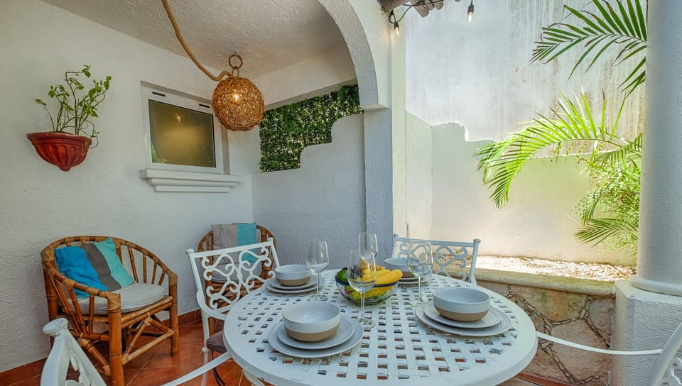 Patio with an outside dining area
