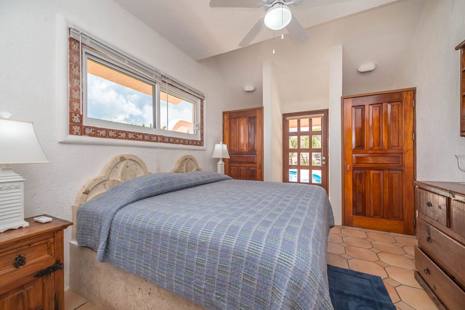 Casa Del Mar Akumal Mexico vacation home rental - Lower bedroom 1 with king bed and AC.
