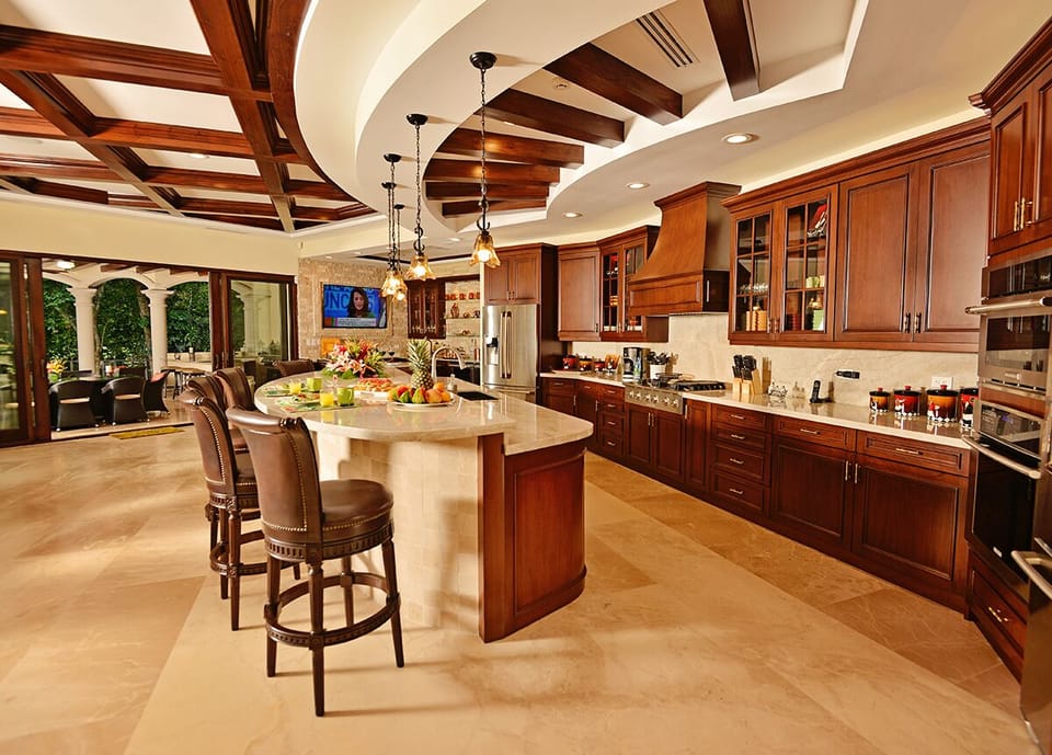 Fully Equipped Kitchen. Marble flooring throughout living room, kitchen and dining areas. Granite counter tops.